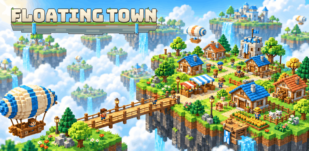 Floating Town: Village Builder, a colorful village across floating islands in the clouds