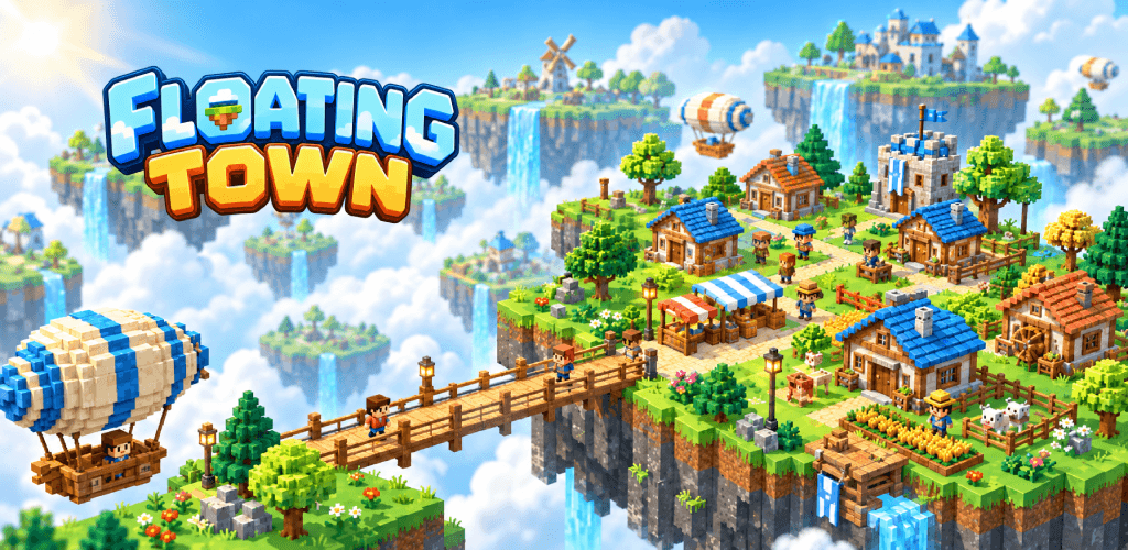 Floating Town: Village Builder, a colorful village across floating islands in the clouds